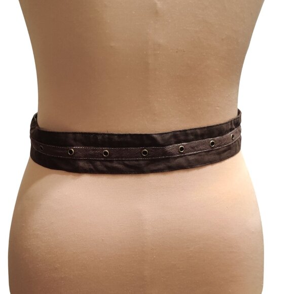 Womens Brown Eyelet Belt Marbled Buckle Y2K Grunge Bohocore Indie Boho Statement - Picture 4 of 6